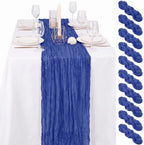 10 Pack Roal Blue Cheesecloth Table Runner 17"x108" Boho Gauze Fabric Table Runner Vintage Rustic Sheer Runners for Wedding Party Bridal Baby Shower Table Decorations by Lamshionow