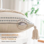 BUIOVBEY Boho Throw Pillow Covers Woven Tufted Pillow Cases with Tassels - Image 3