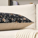 Spring Flower Lumbar Throw Pillow Cover 14x36 Inches Black Vintage Floral Pillow Cover Farmhouse Summer Cushion Cover Leaf Retro Pillowcase Home Decor for Sofa Living Room Couch - Image 3