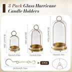 12"&9"&7" Hurricane Glass Candle Holders, Hurricane Holder with Metal Base - Image 3