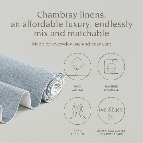 Over&Back 18x108 Woven Chambray Cotton Table Runner - Washable Table Runners for a Custom Home Decor Tablescape - Coffee Table, Dinner Table, Living Room - Blue - Image 2