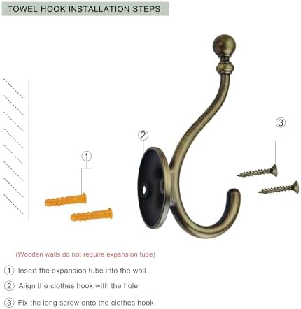 AVICCI 5 Pack Coat Hooks Brushed Brass Coat Hook,Heavy Duty Hooks Decorative Wall Hooks for Bathroom Bedroom Kitchen Towel Robe Clothes Cabinet Closet Bathroom Hardware - Image 3