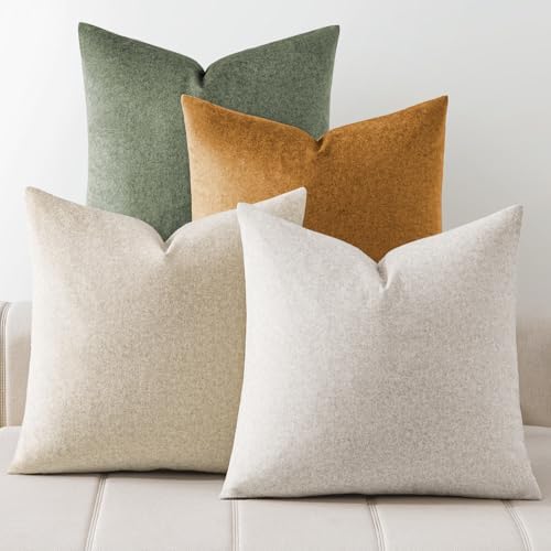 a moment Waterproof Throw Pillow Covers Set of 4,18x18 Inch Outdoor Stain Resistant Pet Friendly Pillowcases Cushion Covers for Patio Sofa and Living Room,Dune Grove by amoment