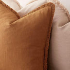 Foindtower Decorative Linen Fringe Throw Pillow Covers 24×24 Inch,Orange - Image 5