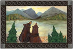 Studio M Bearfoots Standard 18 x 30 Inch Recycled Rubber with Non-Slip Backing All Weather Indoor Outdoor Decorative Interchangeable Doormat Insert Green and Brown Sunset Bears by StudioM