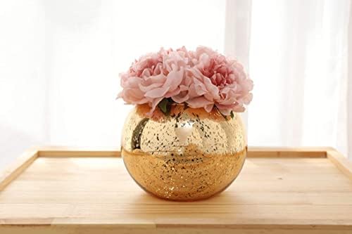 Set of 6 Bling Vases - Round Golden, Silver & Rose Gold Table Vases for Party, Wedding & Centerpiece (Gold, Large) - Image 2