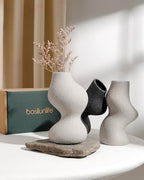 BosilunLife Decorative Vase Set of 3, Nested Curved Recycled Ceramic - Image 6