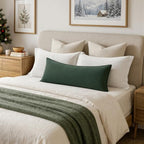 MIULEE Decorative Linen Lumbar Pillow Cover 14x36 Inch Dark Green - Image 4
