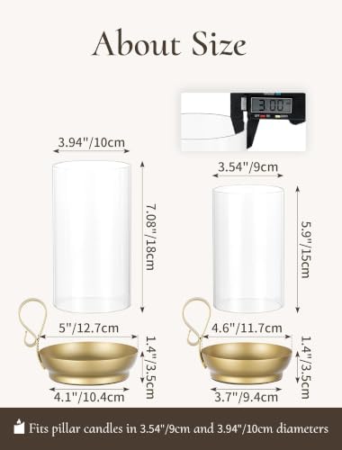 Hurricane Glass Candle Holders: Gold Candle Holder Set of 2 - Image 6