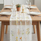 Artoid Mode 6PC Wildflower Floral Milky White Gauze Embroidery Table Runner 120 Inch 10FT, Tulle Seasonal Spring Kitchen Dining Table Decor for Home Party - Image 3