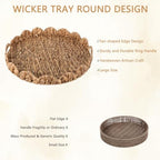 Foxtell Round Rattan Tray, 19.7" Hand Woven Basket, Large Round Ottoman Table Tray with Handles for Home and Kitchen Decorative, Breakfast, Tea, Snack, Fruit, Coffee, Storage - Image 4