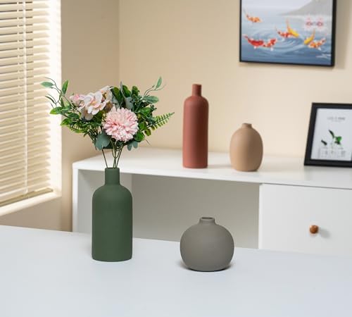 Ceramic Vase Set of 4, Modern Neutral Decorative Flower Vases - Image 6