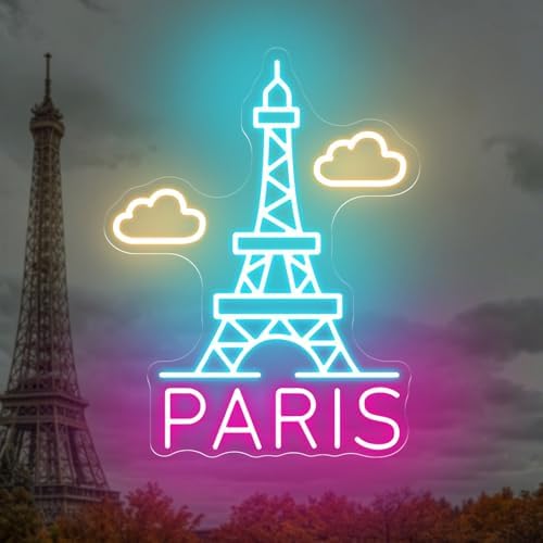 Paris Eiffel Tower Neon Sign for Bedroom Apartment and Cafe Wall Decor by mllusxg