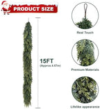 15FT Christmas Cedar Garlands Realistic, Real Touch Winter Xmas Garland, Christmas Decorations Indoor Outdoor, Artificial Holiday Decor Faux Greenery for Mantle, Fireplace, Table - Image 2
