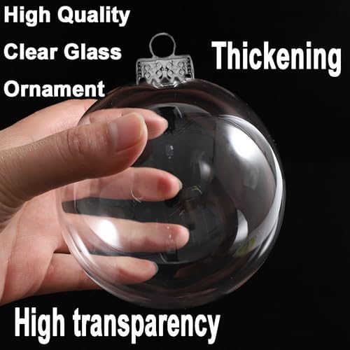 Clear Glass Christmas Ornaments, 3.15 inch DIY Christmas Ornaments Balls, Glass Ornaments for Crafts Fillable - 12 PCS - Image 3