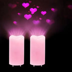 XingsLight Valentines Day Decorations Flameless Candles with Romantic Pink Heart Projector Lights Battery Operated LED Candle with Remote and Timer,2 Pack by XingsLight