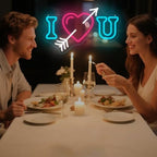 I Heart U Neon Sign 16 × 10in LED Heart and Arrow Wall Light Dimmable - Image 3