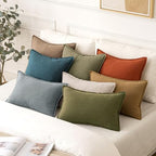 MIULEE Decorative Linen Euro Sham Pillow Covers 26x26 Burnt Orange - Image 4