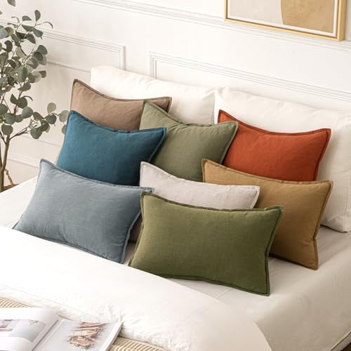 MIULEE Decorative Linen Euro Sham Pillow Covers 26x26 Burnt Orange - Image 4