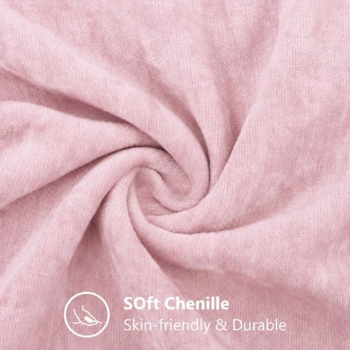 decorUhome Soft Chenille Blush Pink Throw Pillow Covers 24X24 Set of 2 - Image 5