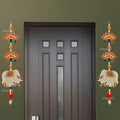 Divyakosh Mandir Door Decorations Items, Temple Decoration Items, Orange Lotus with Cow Calf Hanging/Latkan for Ganpati & Diwali Home Decor, Door Entrance Decor| 2 Pieces | 18 Inch | by Divyakosh