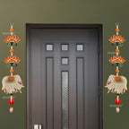 Divyakosh Mandir Door Decorations Items, Temple Decoration Items, Orange Lotus with Cow Calf Hanging/Latkan for Ganpati & Diwali Home Decor, Door Entrance Decor| 2 Pieces | 18 Inch | by Divyakosh