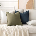 MIULEE Decorative Linen Euro Sham Pillow Covers 28x28 Inch Cream White - Image 4