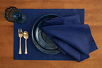 Solino Home 100% Pure Linen Placemats Blue, Athena 14 x 19 in, Set of 4 - Image 2