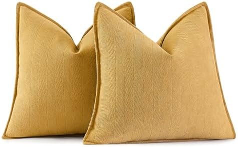 MIULEE Pack of 2 Gold Euro Shams Chenille Pillow Covers 24x24 Inch by MIULEE