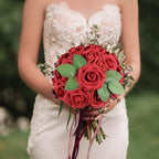 AmyHomie Red Rose 50pcs Real Looking Artificial Flowers w/Stem - Image 3
