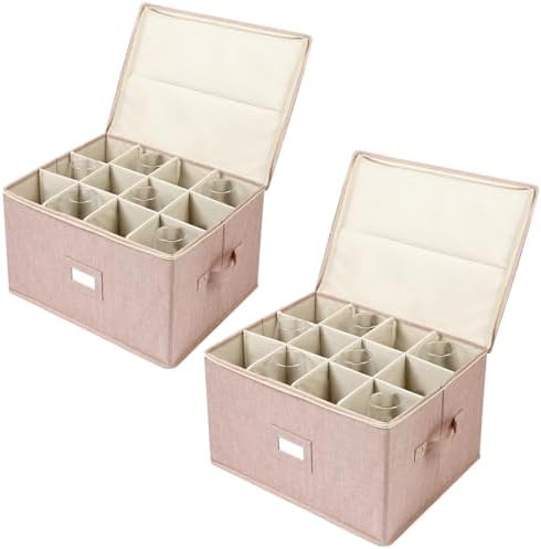 Wine Glass Storage Box, Stemware Storage Containers Cases with Dividers by popoly
