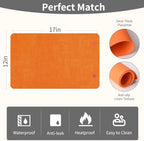 Maxpearl Faux Leather Placemats Set of 8 - Waterproof - Wipe Clean - Heat Resistant - Anti Slip Dining Table Place Mats, Suitable for Indoor & Outdoor Use, 17’’×12’’, Orange - Image 6
