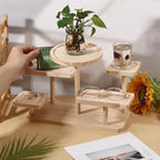 5 Layer Wooden Tiered Tray Stand Wood Tiered Display Rack Rustic Risers for Wedding Birthday Graduation Tea Party, Natural Wood Color - Image 3