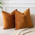 JUSPURBET 28x28 Euro Velvet Throw Pillow Covers Set of 2,Rust by JUSPURBETHOME
