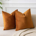 JUSPURBET 28x28 Euro Velvet Throw Pillow Covers Set of 2,Rust by JUSPURBETHOME