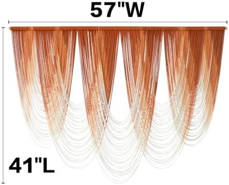 Macrame Wall Hanging Orange Boho Dip Dye Fiber Art Craftsmanship 57"W*41"L - Image 5