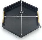 Serving Tray with Polished Metal Handles, Hexagon Coffee Table Tray, Modern Rectangle Decorative Tray, Large Ottoman Tray, Perfect for Storage and Display (Black Hexagon) - Image 6