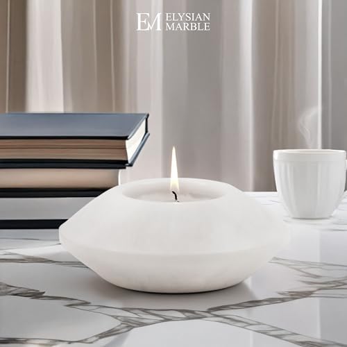 Tea Light Candle Holders Set of 3 – Handcrafted Natural Marble Tealight & Votive Holders in Graduated Sizes (4", 3.5", 3"), Decorative Stone Candle Holders for Home Décor & Table Centerpieces - Image 5
