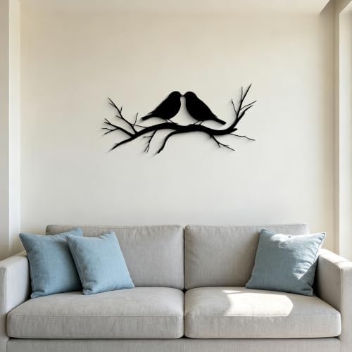 GlintHome Black Metal Wall Art Bird on Tree Branch Silhouette Bird Art Decor for Living Room Garden Bedroom Office Home Wall Decor by GlintHome