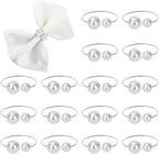 KPOSIYA Pearl Napkin Rings Set of 50 Silver Napkin Holder for Table Decor by KPOSIYA