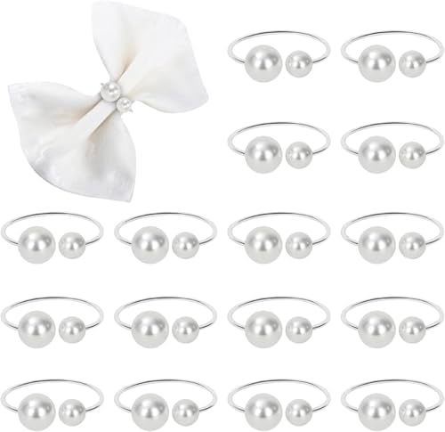 KPOSIYA Pearl Napkin Rings Set of 150 Silver Napkin Holder for Table Decor by KPOSIYA