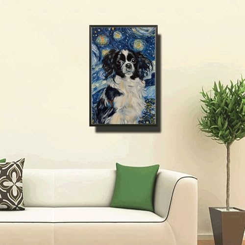 Metal Sign Vintage Tin Sign Papillon Dog Elegance Night Sky and Festive Cheer for Collector's Showcase Corrosion Resistant Aluminum 6×8 Inches with Metal Frame - Image 2