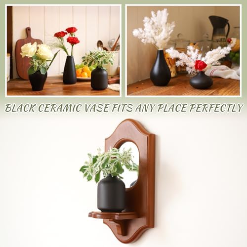 Small Black Vases Set of 8 - Mini Ceramic Bud Vases for Flowers - Image 6