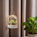 5"x7.5" Versatile Modern Metal Hurricane Lantern with Handmade Sturdy Glass Dome in Vintage White for 3" Pillar Candle & Plants, Industrial, Farmhouse, Shabby Chic - Image 4