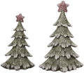 Transpac 15" Multicolor Christmas Gleaming Trees - Set of 2 Decorative Resin Tree Sculptures for Home Decor - Festive Indoor Tabletop Decorations Multicolor by Transpac