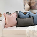 ZWJD Pillow Covers 20x20 Set of 2 Dusty Pink Throw Pillow Covers with Fringe Chic Cotton Decorative Pillows Square Cushion Covers for Sofa Couch Bed Living Room Farmhouse Boho Decor - Image 4