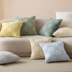 Double Stitch 100% Cotton Boho Checkered Throw Pillow Covers, Arctic Blue - Image 5