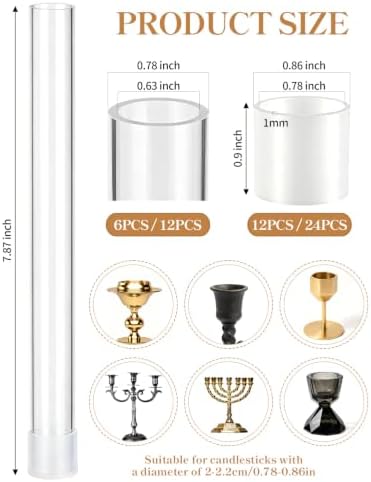 12 Pack 7.9” Acrylic Bud Vase Set for Taper Candlesticks Candles - Image 2
