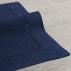 Solino Home 100% Linen Napkins Navy, Classic Hemstitch 20 x 20 in, Set of 4 - Image 3