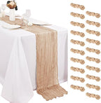 20 Pack Beige Cheesecloth Table Runner 20 x120 Inch - 10FT Boho Rustic Gauze Cheese Cloth Table Runner for Wedding, Anniversary, Baby Shower, Easter, Spring Home Decor by Weavlyn